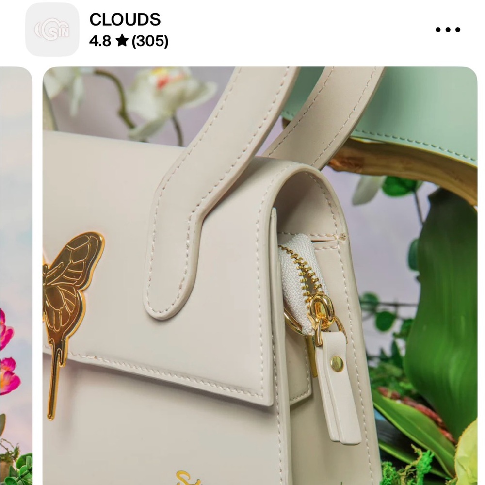 CLOUDS Pastel Handbag with Gold Butterfly Accent - Picture 2 of 3